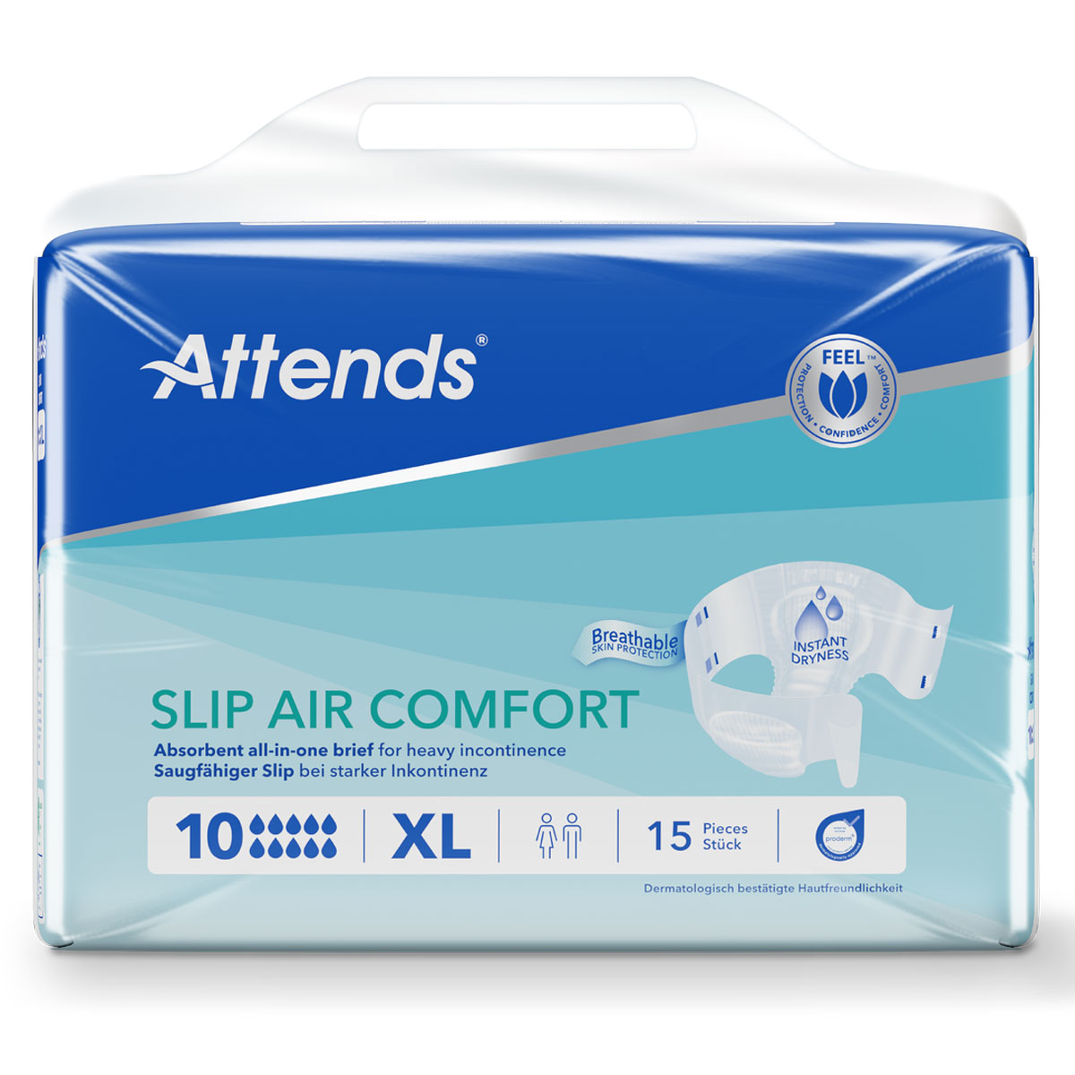 ATTENDS Slip AIR Comfort 10 - Extra Large (XL), Inkontinenzwindeln, 60 (4x15) Stück ATTENDS Slip AIR Comfort 10 - Extra Large (XL), Inkontinenzwindeln, 60 (4x15) Stück