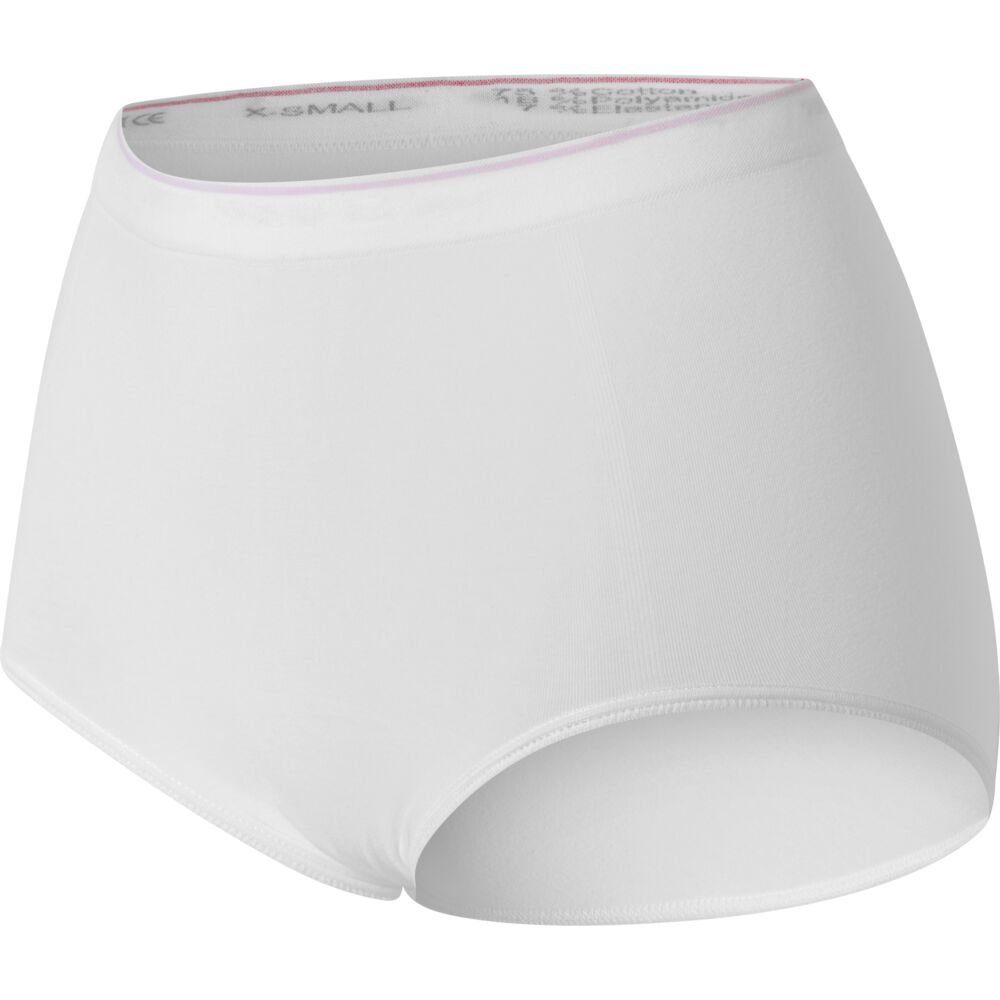 Weiße Unterhose in Größe X-Small, mit einem elastischen Bund und glattem Material. Sie ist auf einem neutralen Hintergrund präsentiert, ohne weitere Ablenkungen.