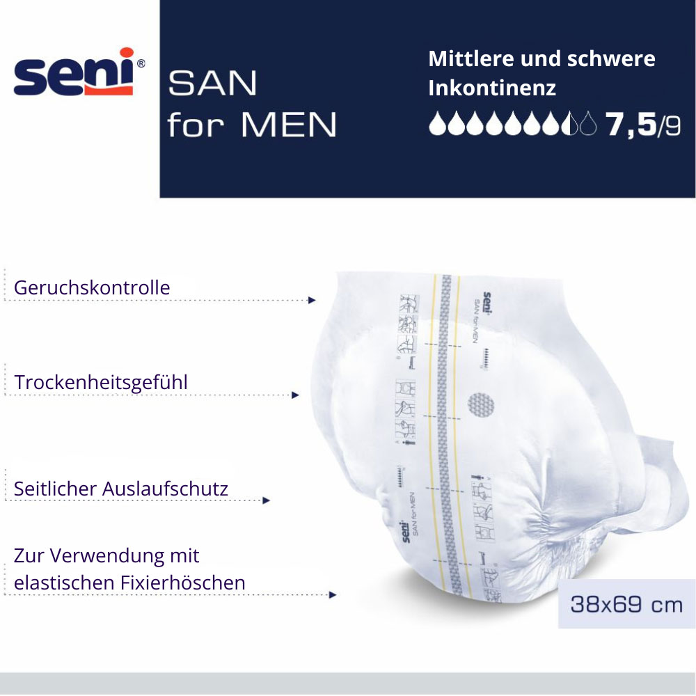 Seni SAN for Men - Männervorlagen bei starker Inkontinenz - 2x30 St. Karton