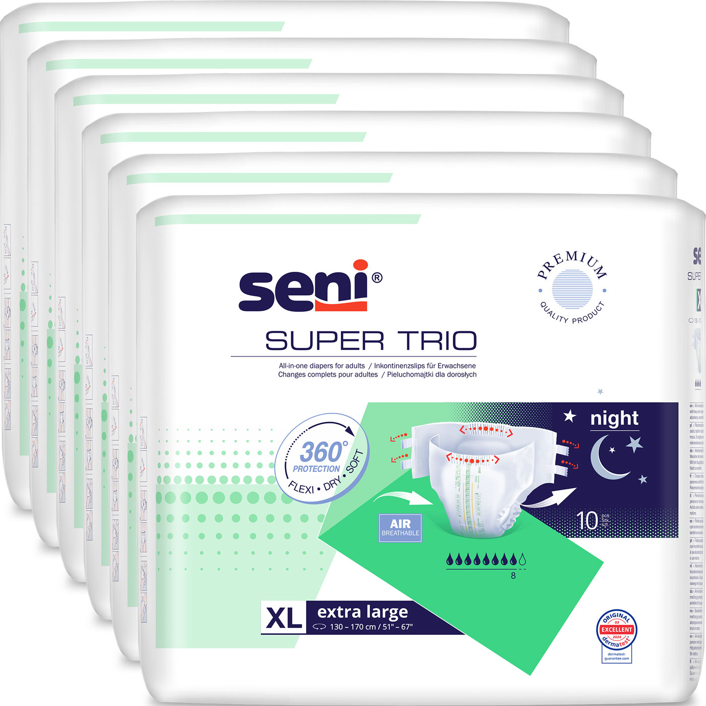 SENI Super TRIO - Inkontinenzwindeln - Gr. 4 EXTRA LARGE 60 (6x10 Stück)