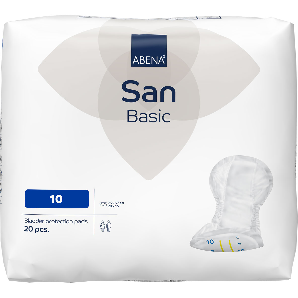 ABENA San Basic 10 - Inkontinenz-Vorlagen - Saugkraft: 2.700ml - 4x20 St. Karton ABENA San Basic 10 - Inkontinenz-Vorlagen - Saugkraft: 2.700ml - 20 Stück Pack