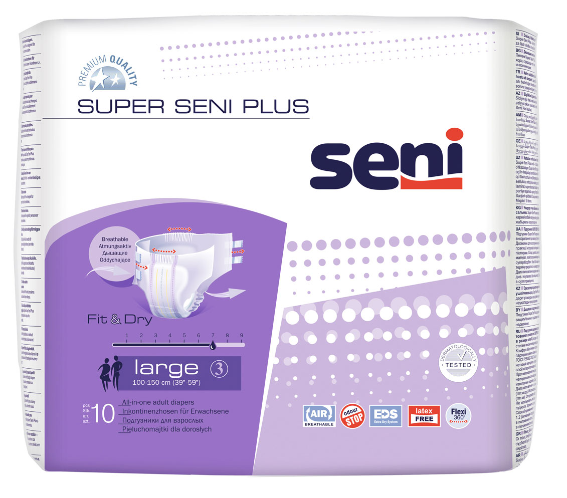 Super Seni (PLUS) - Inkontinenzwindeln - Gr. 3 LARGE (10 St Einzelpack)