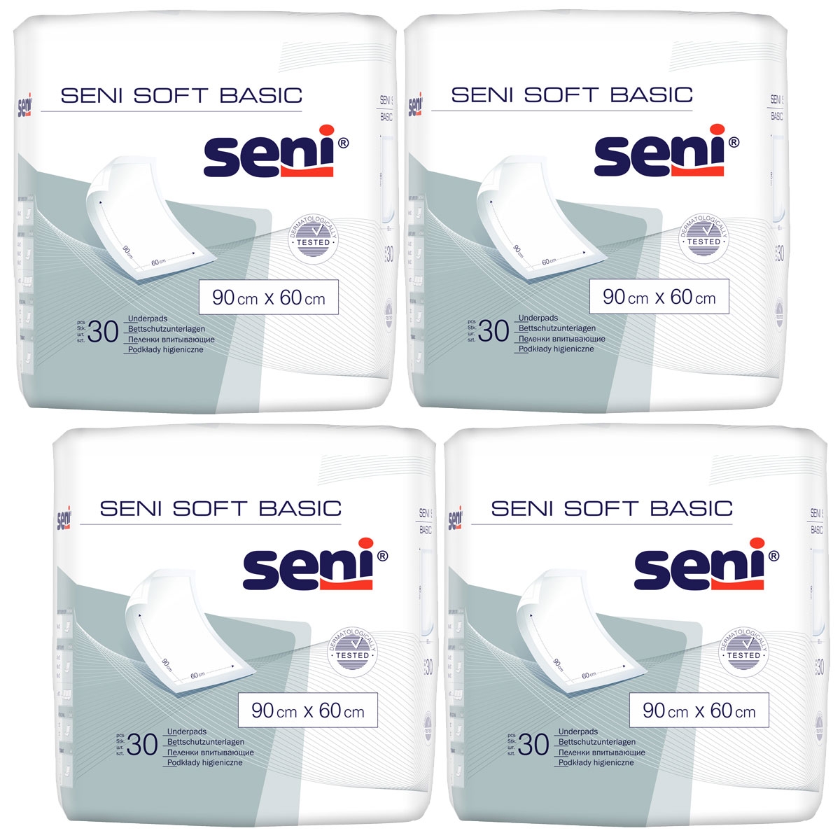 SENI Soft BASIC - Bettunterlagen 90 x 60 cm Flocken (4x30) 120 Stück