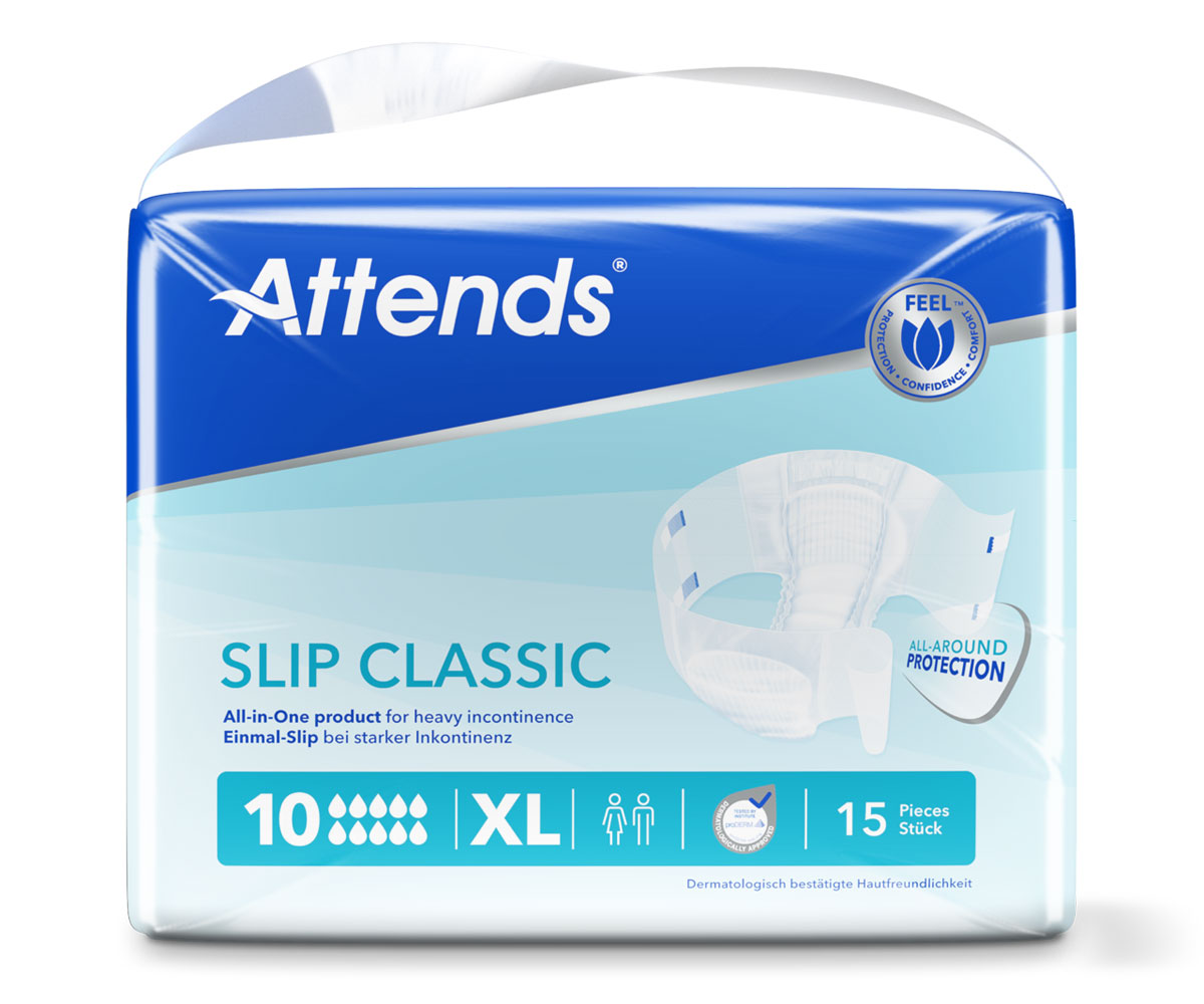 ATTENDS Slip CLASSIC 10 XL - Extra Large, Inkontinenzwindeln, 60 (4x15) Stück