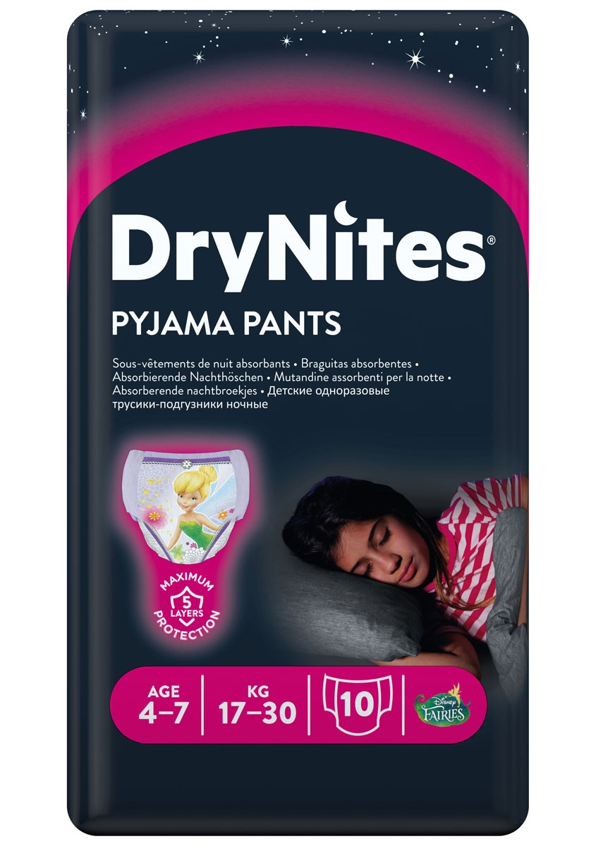 Huggies DryNites® Pyjama Pants für MÄDCHEN von 4-7 Jahre - 10 Stück Packung