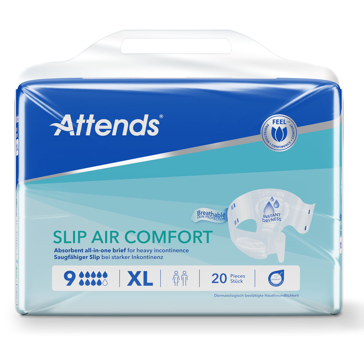 ATTENDS Slip AIR Comfort 9 - Extra Large (XL), Inkontinenzwindeln, 60 (3x20) Stück ATTENDS Slip AIR Comfort 9 - Extra Large (XL), Inkontinenzwindeln, 60 (3x20) Stück