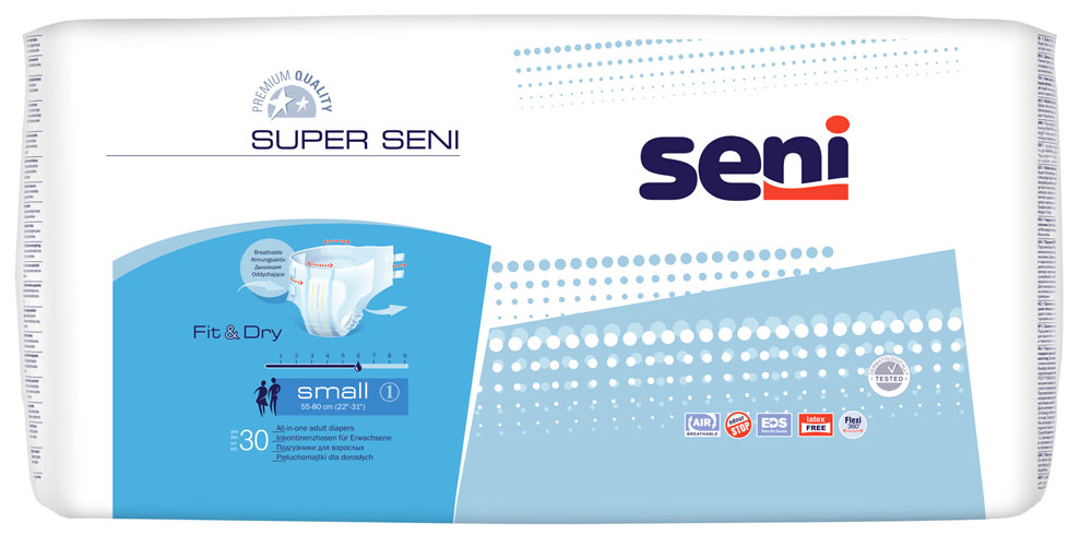 Super Seni - Inkontinenzwindeln - Gr. 1 SMALL 120 (4x30 Stück)