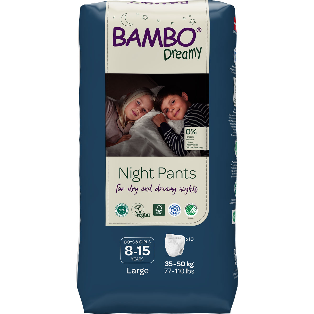 Bambo Dreamy - Night Pants unisex - 8 bis 15 Jahre (35-50 kg) - 10 St. Pack