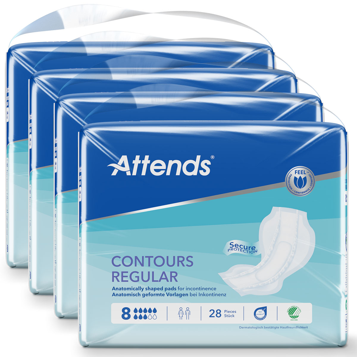 ATTENDS Contours Regular 8 - Inkontinenzvorlagen - 4x28 Stück