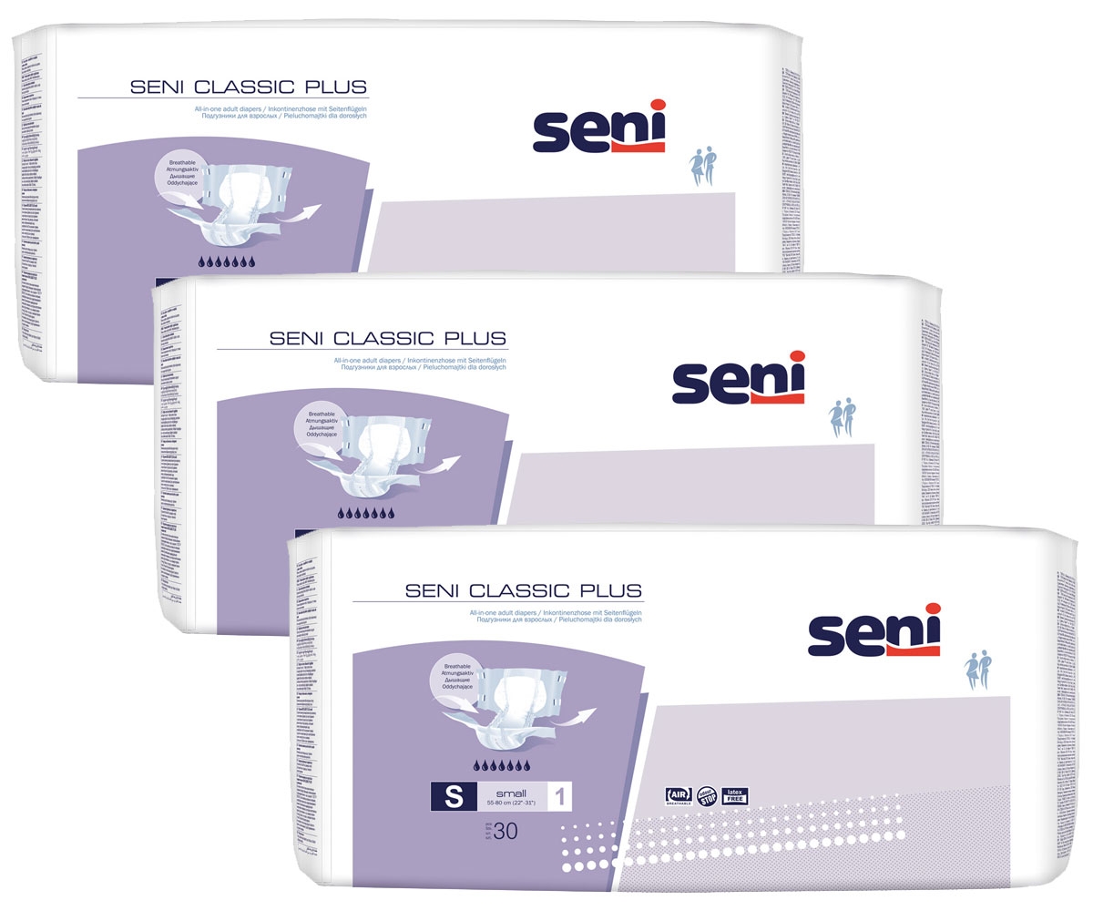 SENI CLASSIC (PLUS) Gr. 1 Small - Windelhosen für die Nacht, 3x 30 (90) Stück