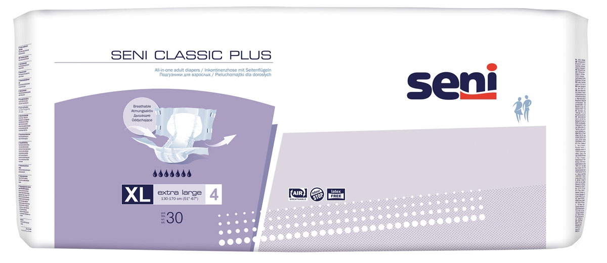 SENI CLASSIC (PLUS) Gr. 4 Extra Large - Windelhosen für die Nacht, 3x 30 (90) Stück