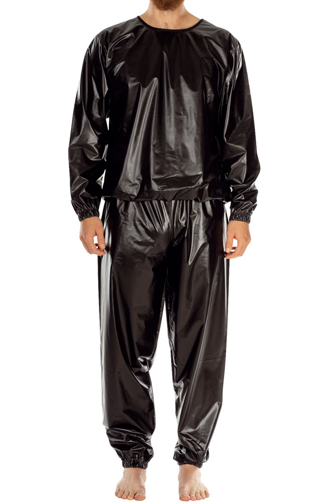 Suprima PVC-Schlafanzug, Pyjama Oberteil und Hose - No. 9612 L schwarz