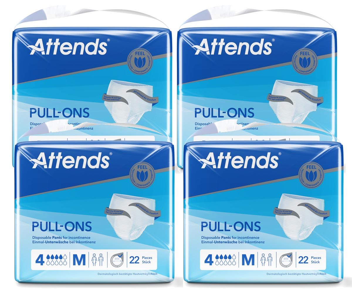 ATTENDS Pull-Ons 4 - Inkontinenzpants - (M) Medium - 4x22 Stück
