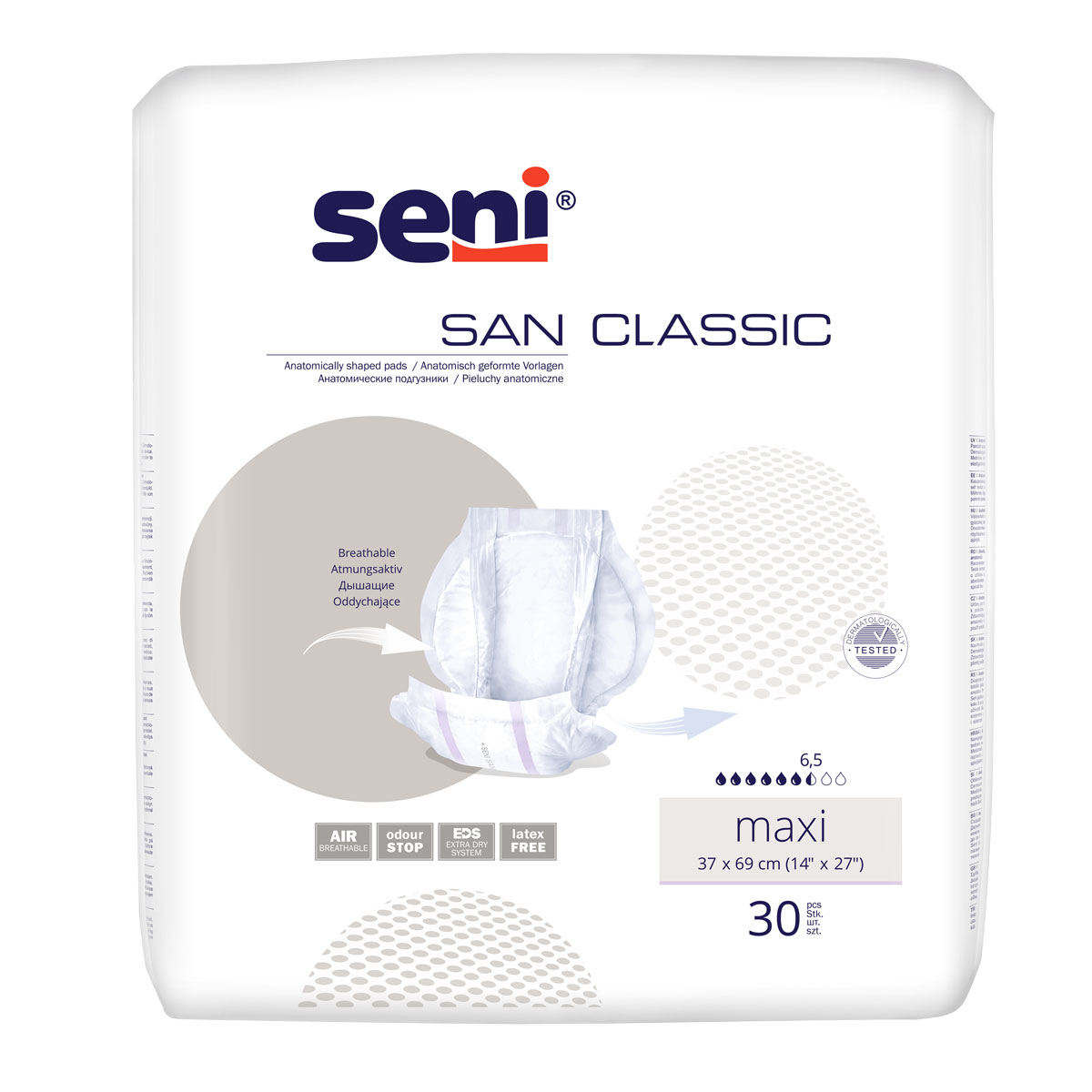 SENI San Classic - MAXI - atmungsaktive Vorlagen (4x30) 120 Stück Karton