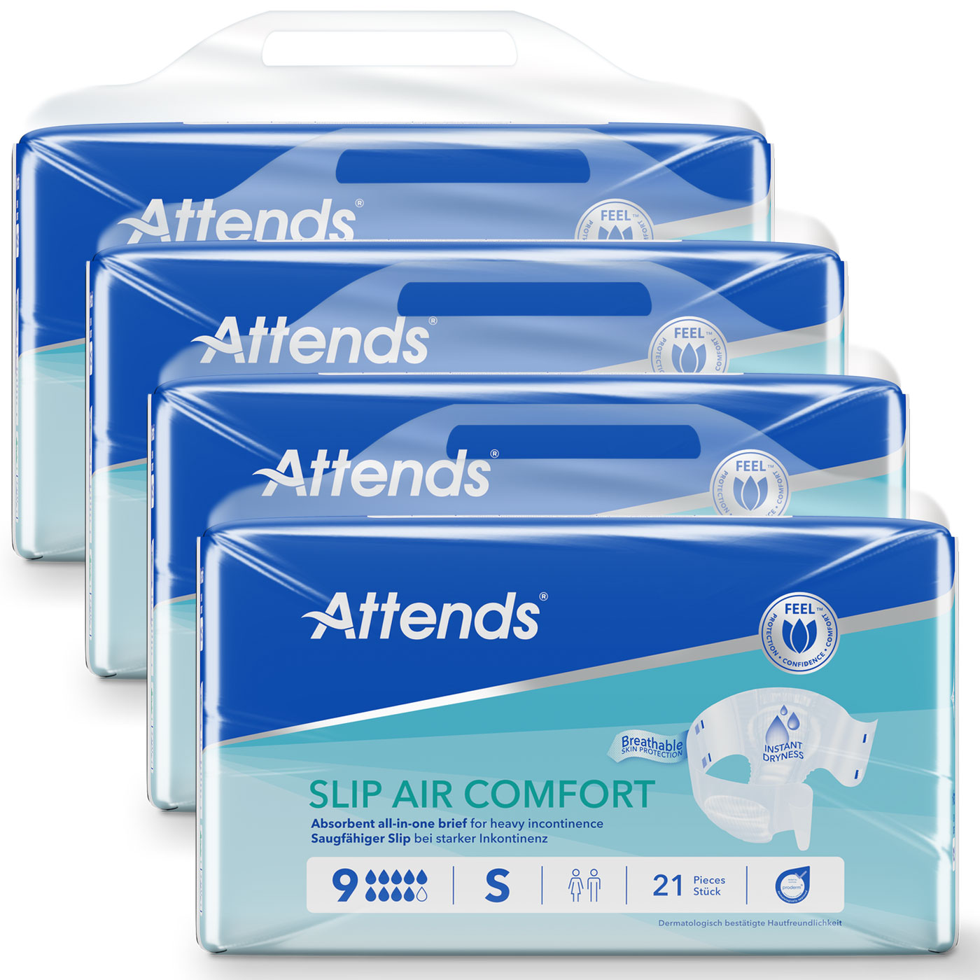 ATTENDS Slip Regular 9 - Small (S), Inkontinenzwindeln, 84 (4x21) Stück