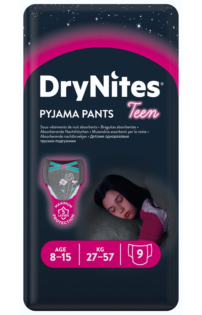 Huggies DryNites® Pyjama Pants für MÄDCHEN von 8-15 Jahre - 9 Stück Packung
