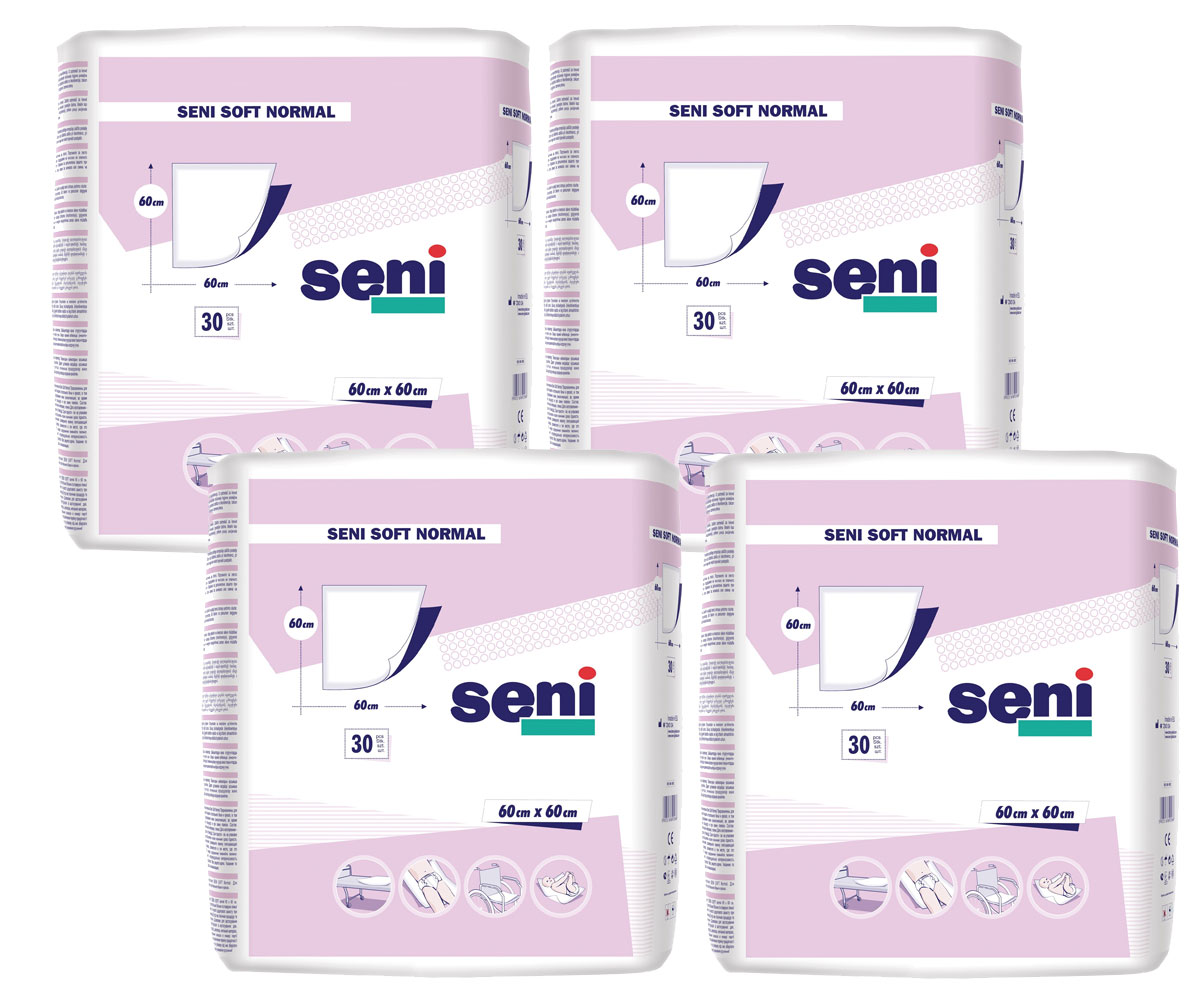 SENI Soft NORMAL - Inkontinenzunterlagen 60 x 60cm Flocken - (4x30) 120 Stück