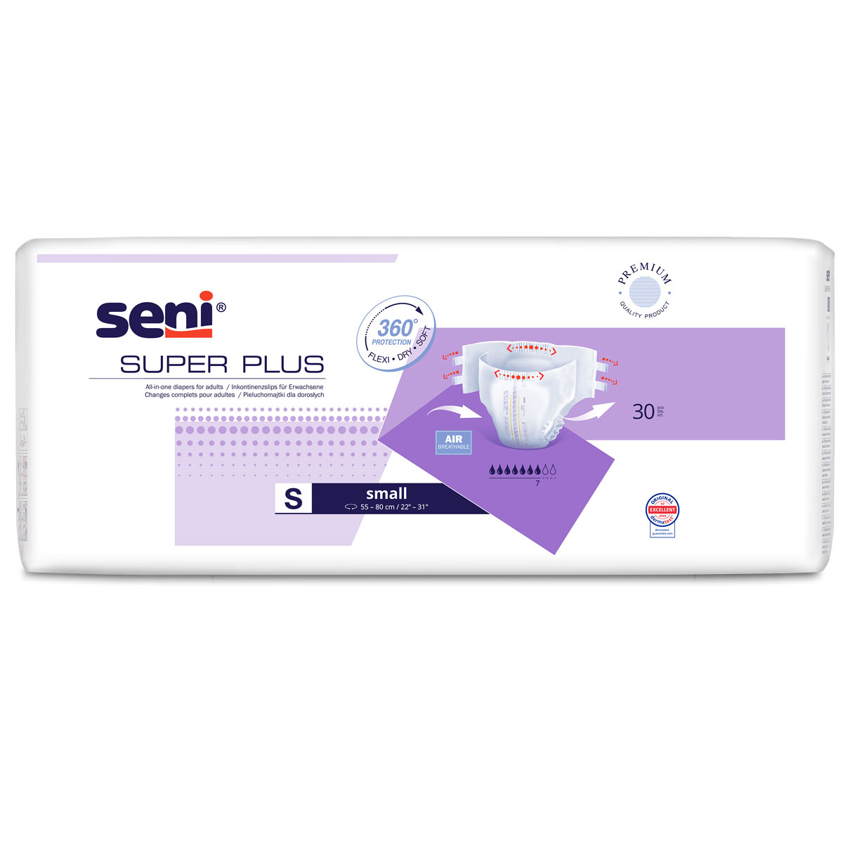 SENI Super PLUS - Inkontinenzwindeln - 30 Stück Pack - Small (S)