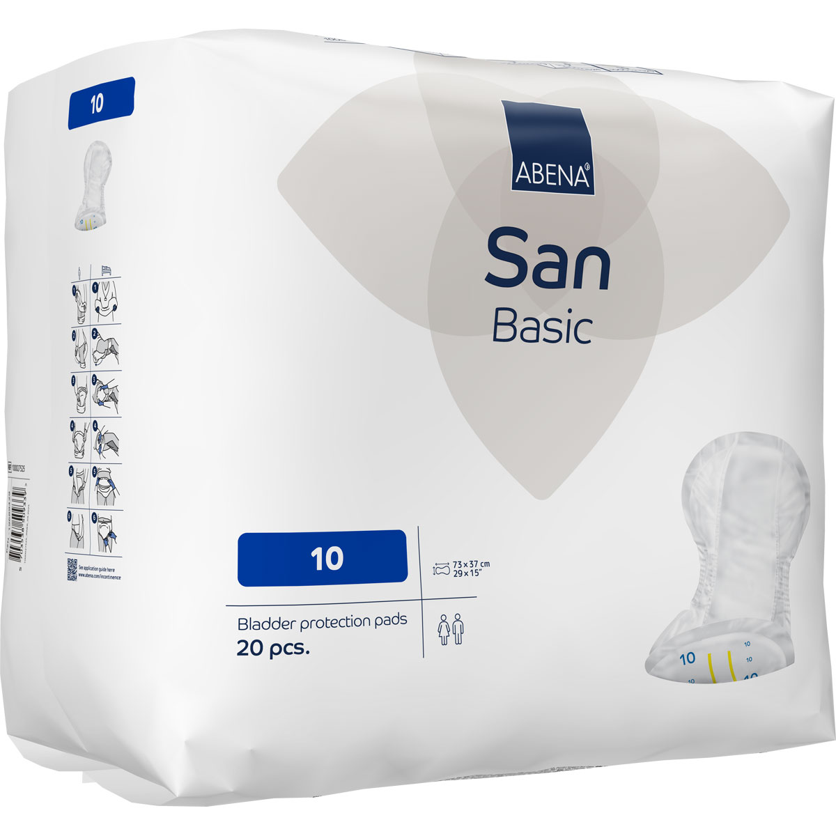 ABENA San Basic 10 - Inkontinenz-Vorlagen - Saugkraft: 2.700ml - 4x20 St. Karton ABENA San Basic 10 - Inkontinenz-Vorlagen - Saugkraft: 2.700ml - 20 Stück Pack