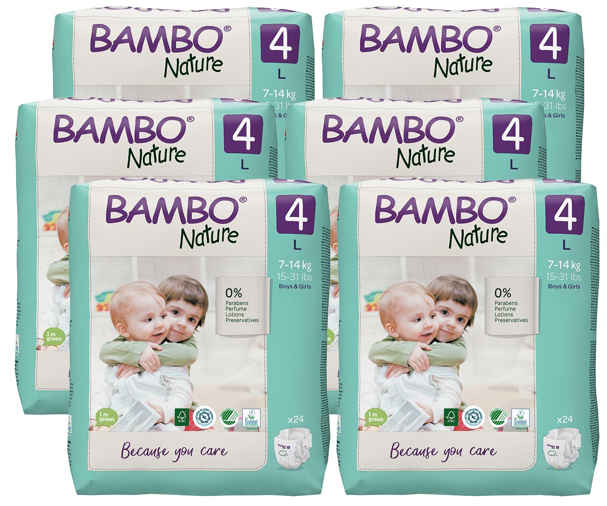 Bambo NATURE - Babywindeln Gr. 4 MAXI [L] 7-18 Kg 6x24 (144) Stück