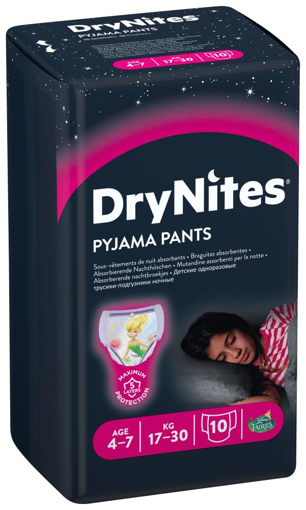 Huggies DryNites® Pyjama Pants für MÄDCHEN von 4-7 Jahre - 10 Stück Packung