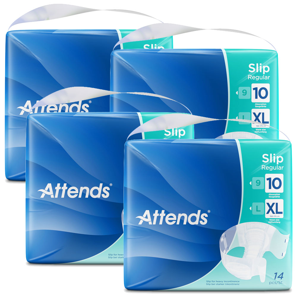 ATTENDS Slip Regular 10 - Extra Large (XL), Inkontinenzwindeln, 56 (4x14) Stück