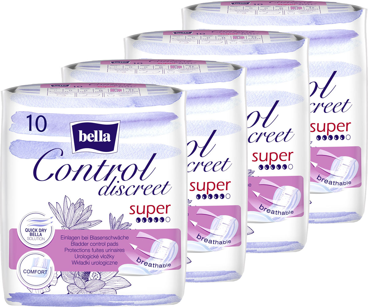 Bella Control Discreet - SUPER - Hygieneeinlagen - 4x10 Stück Pack
