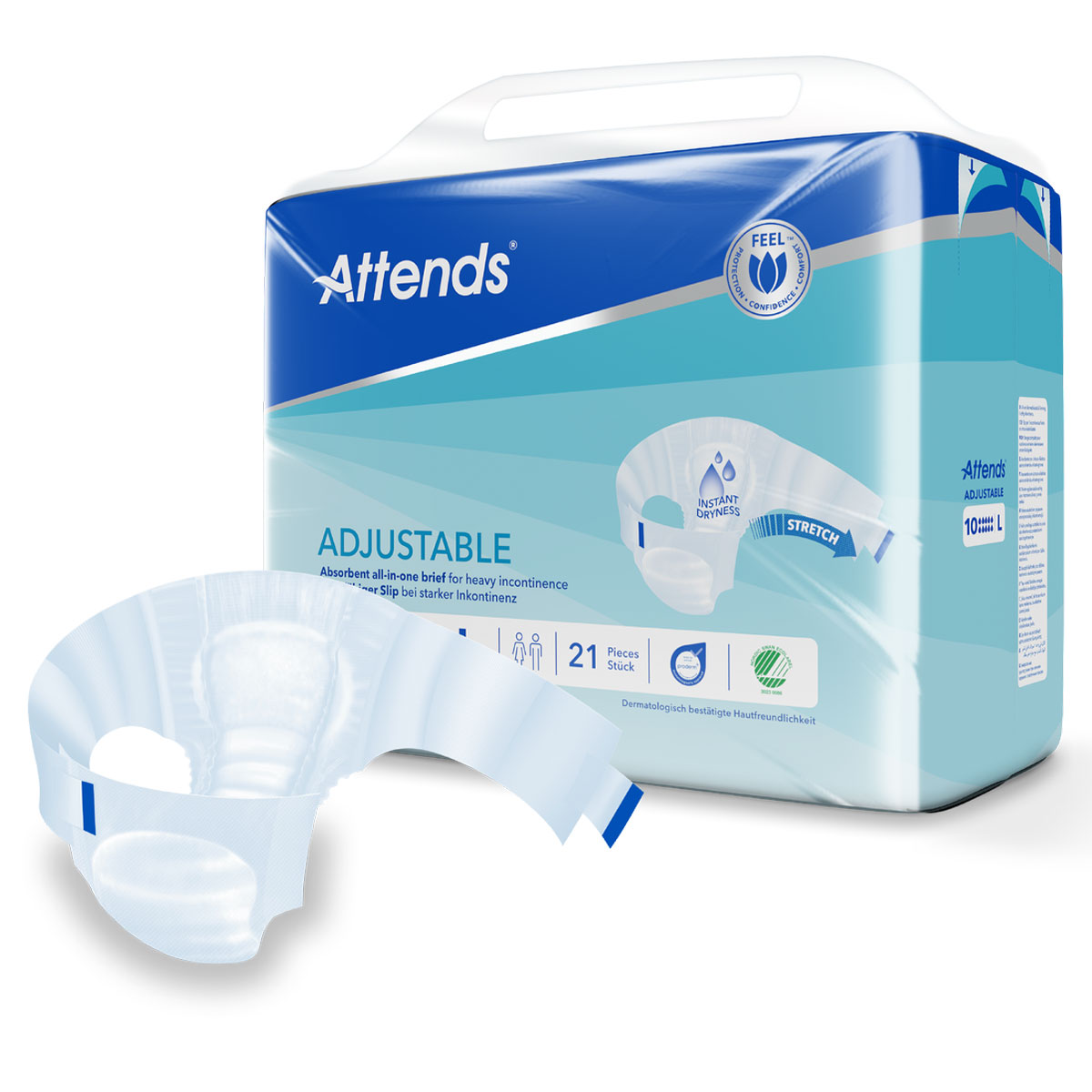 ATTENDS Adjustable 10 Large (L), flexibler Hüftbund - 21 Stück Einzelpack