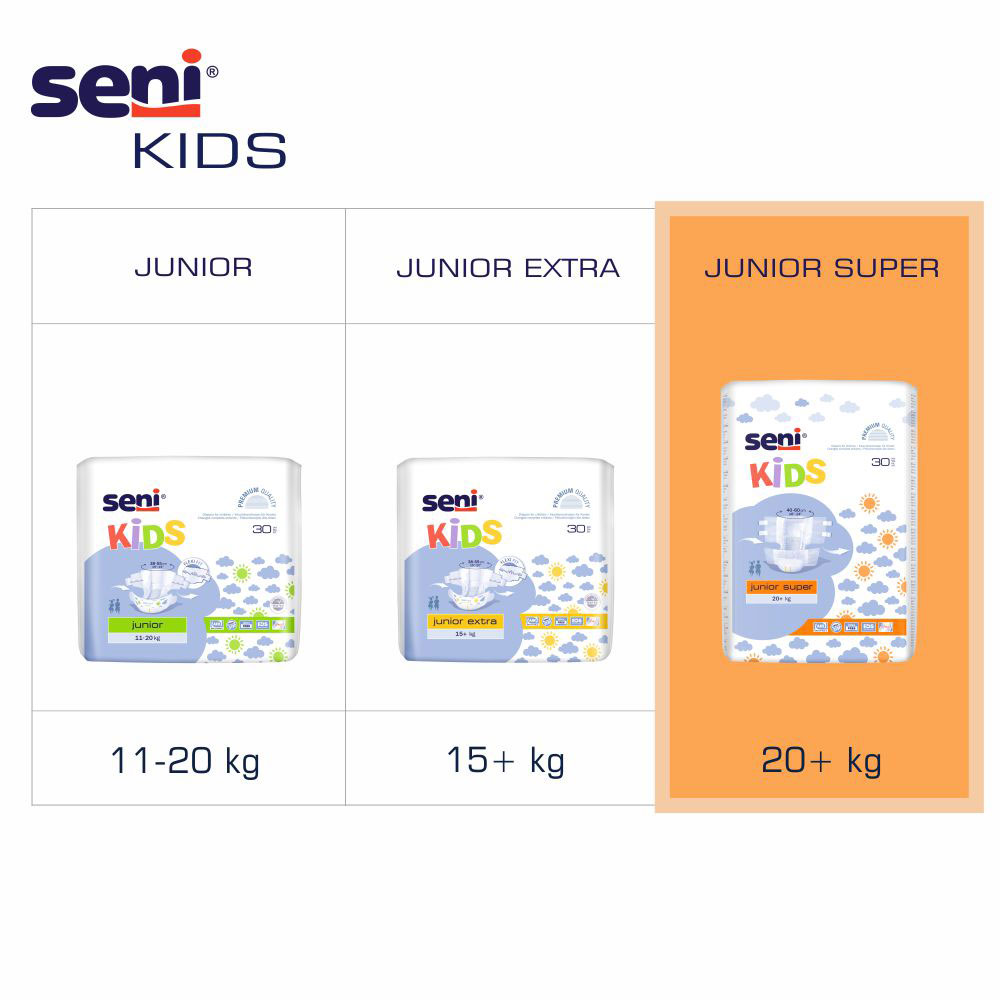 SENI KIDS Junior SUPER Kinderwindel (20+ Kg) - 30 Stück Einzelpackung