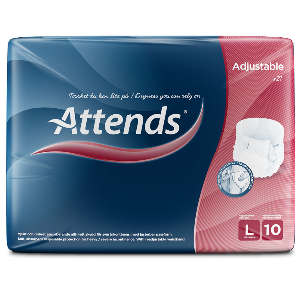 ATTENDS Adjustable 10 Large (L), flexibler Hüftbund - 21 Stück Einzelpack