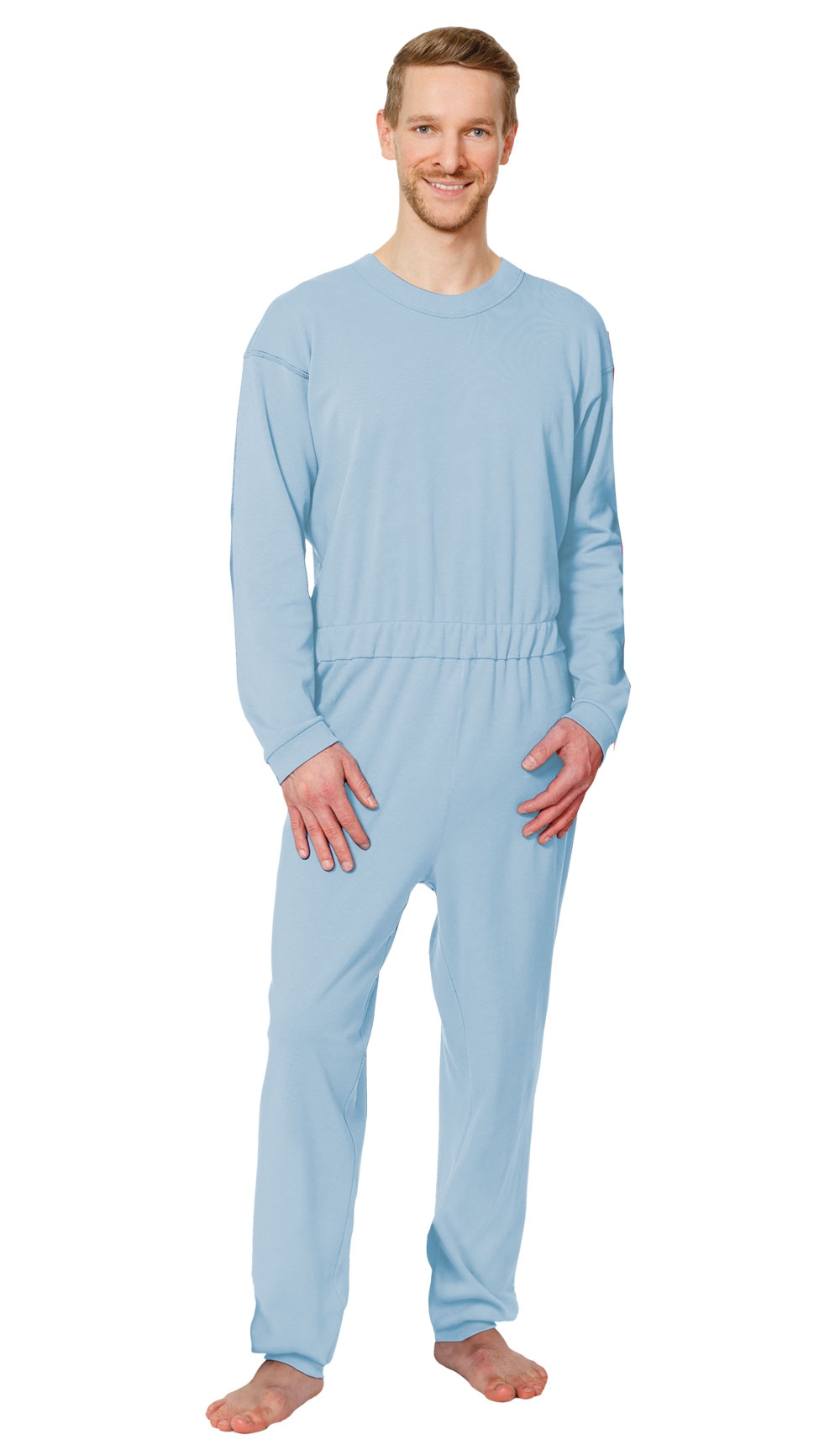 Suprima Pflegeoverall - LANG - mit schrägem Rückenreißverschluss, Unisex - 4706 hellblau S