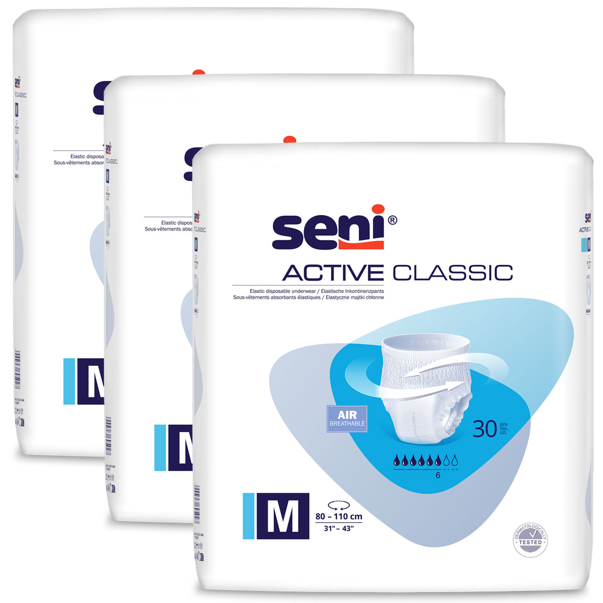 SENI Active CLASSIC Inkontinenzslip Gr. MEDIUM (3x30 St) Karton