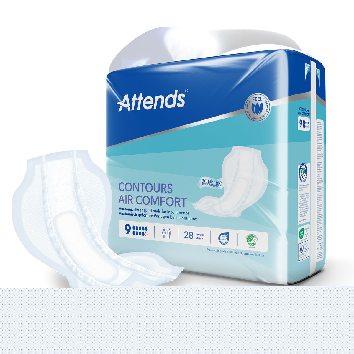 ATTENDS Contours AIR Comfort 9 - atmungsaktive Vorlage - 4x28 Stück