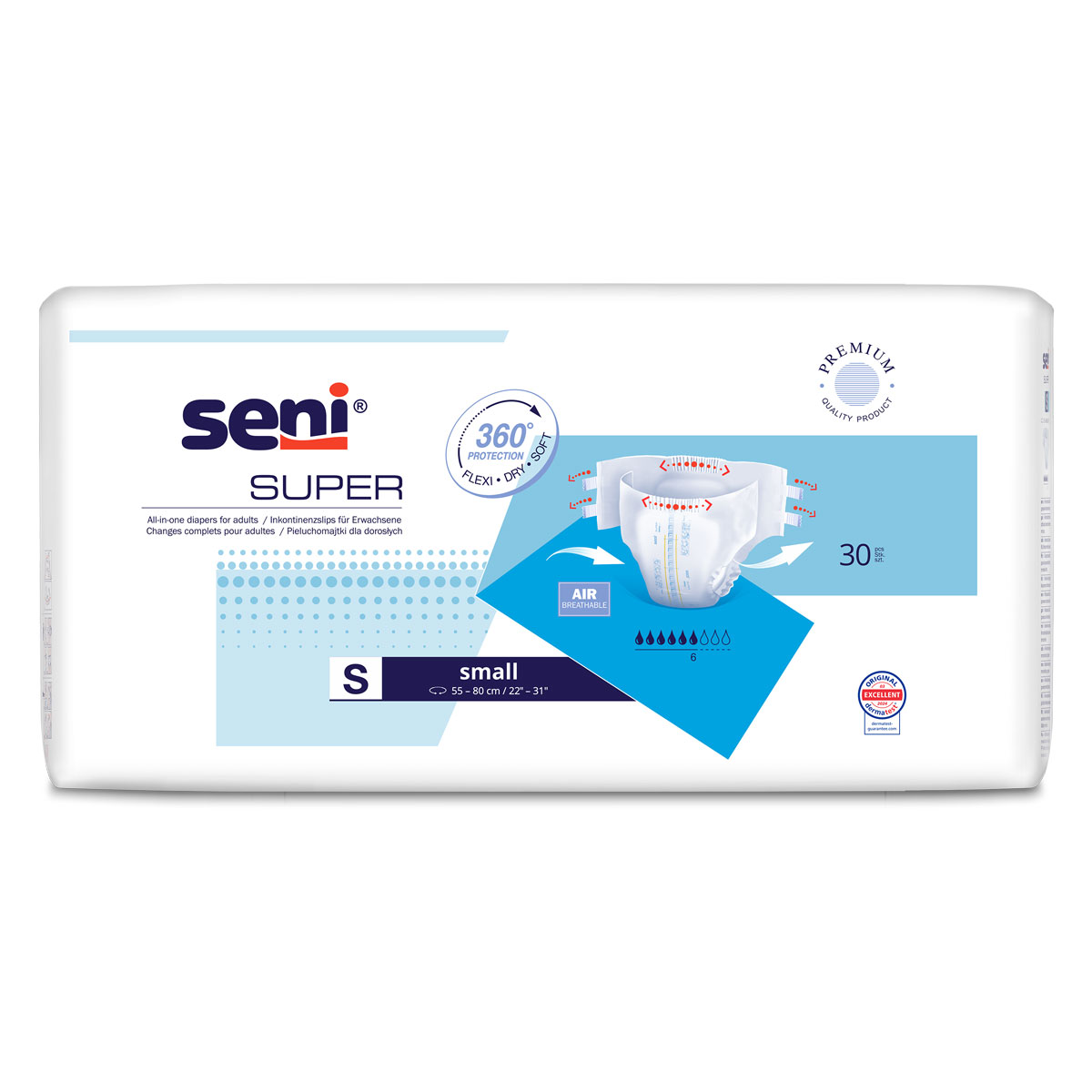 SENI Super - Inkontinenzwindeln - 30 Stück Pack - Small (S)