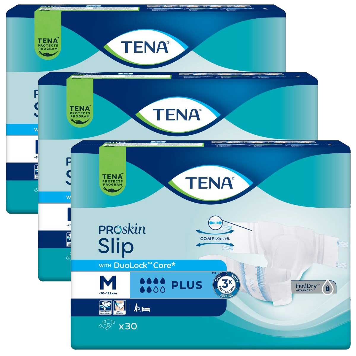 TENA Slip PLUS - Inkontinenzwindeln - MEDIUM (3x30) 90 Stück