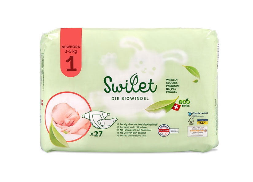 SWILET - Die Biowindel - Größe NEW BORN 2-4Kg - 27 Stück Beutel