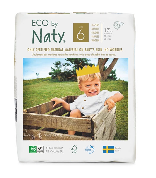 Eco by NATY - Ökowindeln Größe 6 Extra Large 16+ Kg, 6x17 St. Jumbopack