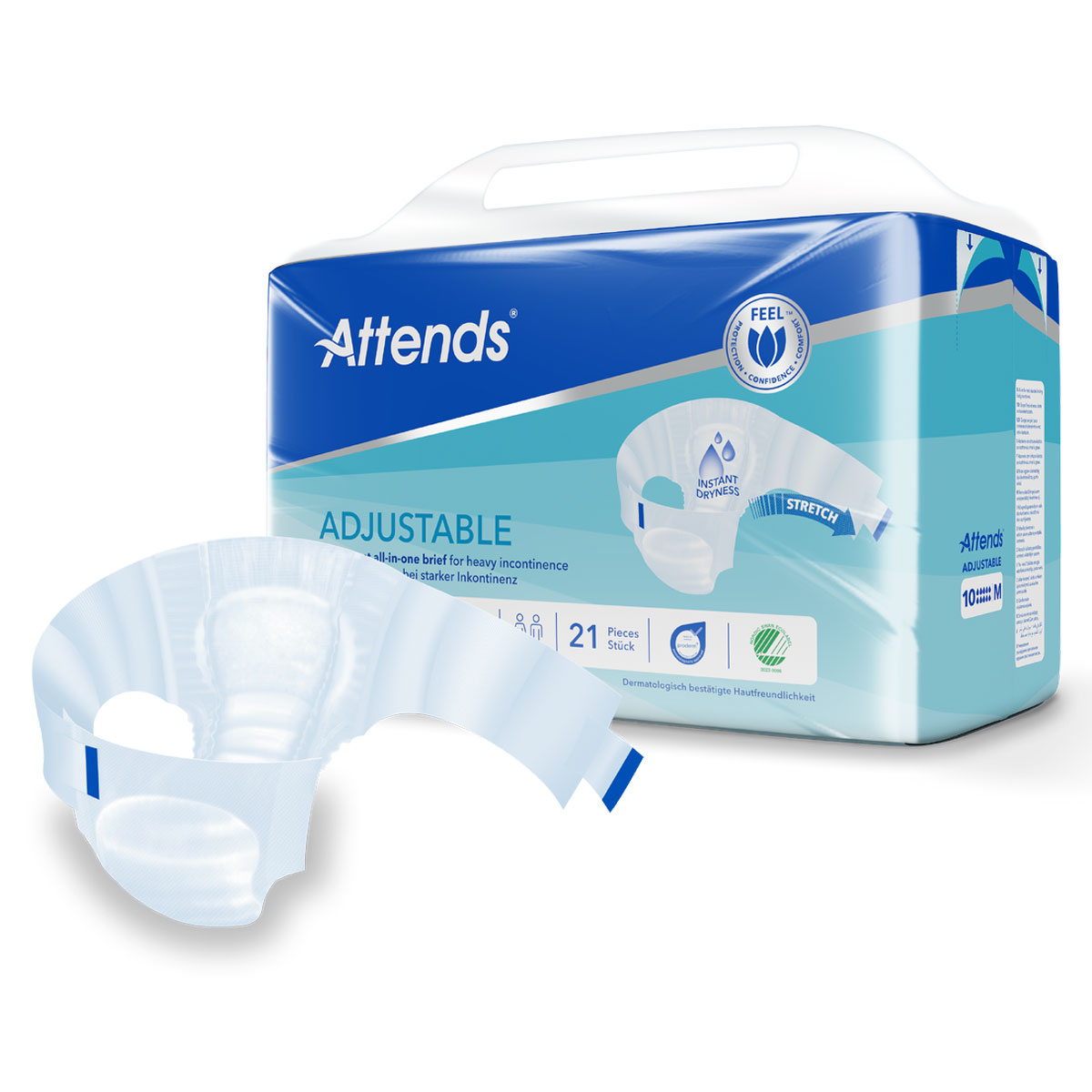 ATTENDS Adjustable 10 Medium (M), flexibler Hüftbund - 21 Stück Einzelpack