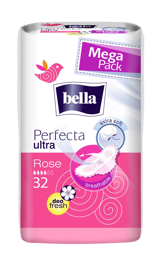 Bella Perfecta Ultra Binden ROSE mit Frischeduft und Flügel - extra Soft - 32 Stück