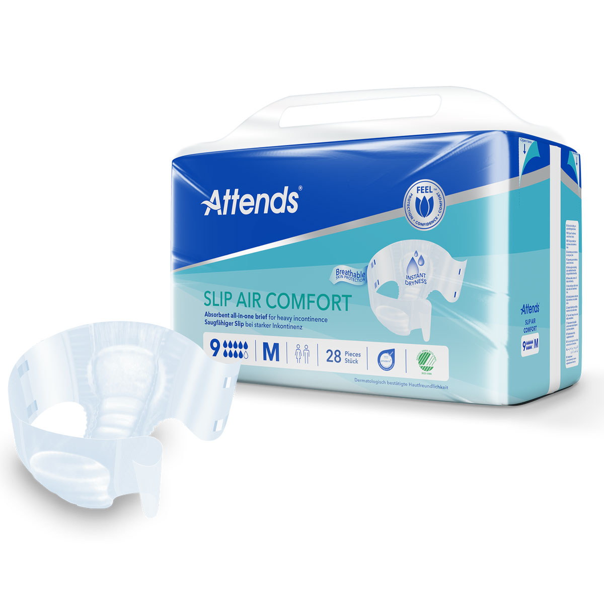 ATTENDS Slip AIR Comfort 9 - Medium (M), Inkontinenzwindeln, 112 (4x28) Stück ATTENDS Slip AIR Comfort 9 - Medium (M), Inkontinenzwindeln, 112 (4x28) Stück