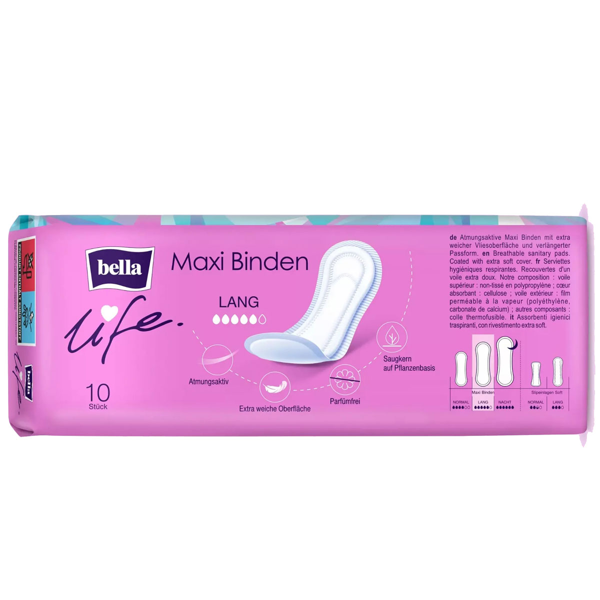 Bella Maxi - klassische Damenbinden - LONG - 10 St. Pack