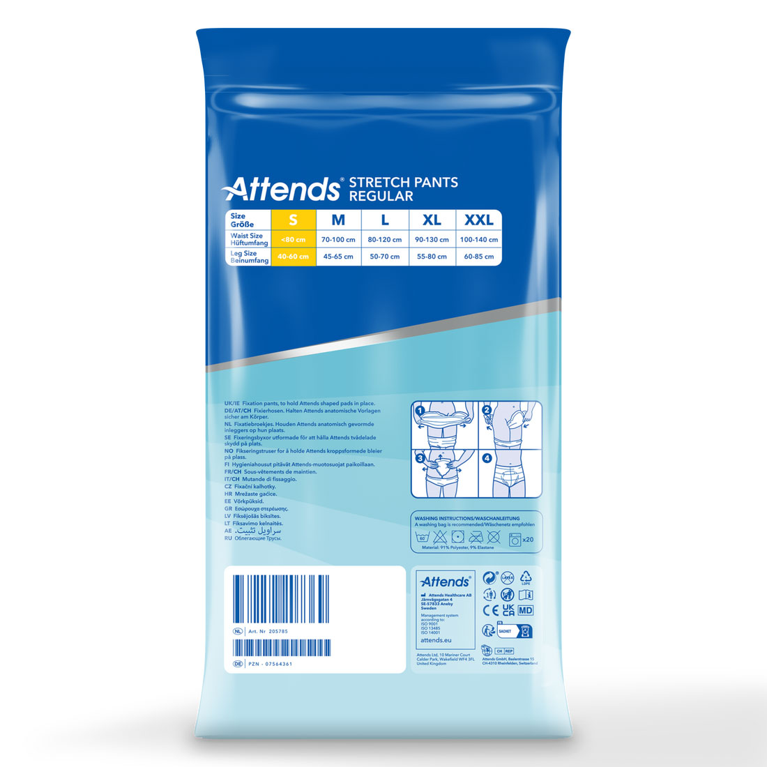 ATTENDS Stretch Pants REGULAR - Netzhosen - 15er Pack - S