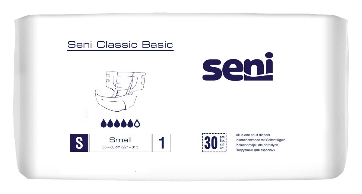 SENI CLASSIC BASIC - Windelhosen - Gr. 1 Small 30 Stück Einzelpack