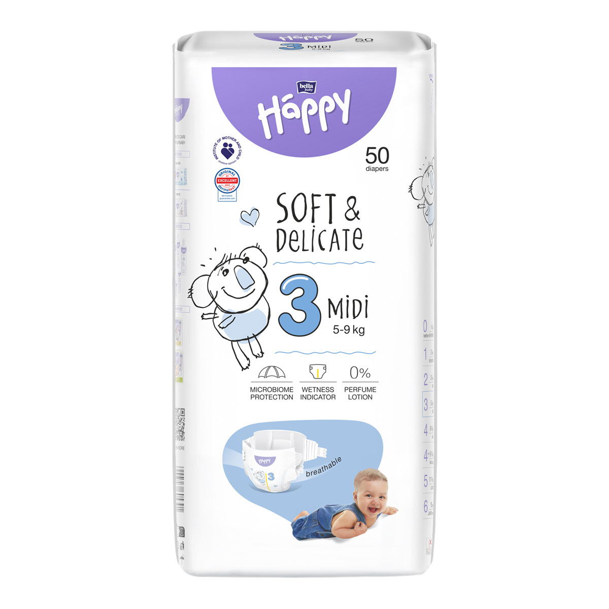 Bella Happy Babywindeln - Gr. 3 Midi 5-9 kg - 50 Stück Packung