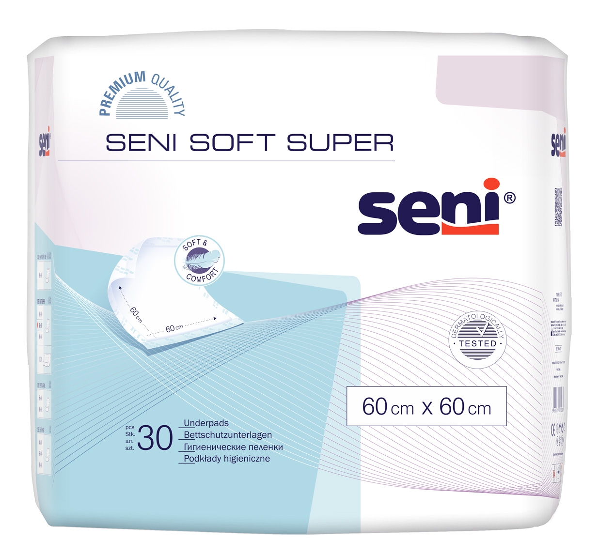 SENI Soft SUPER - Krankenunterlagen 60 x 60 cm Flocken - 120 Stück