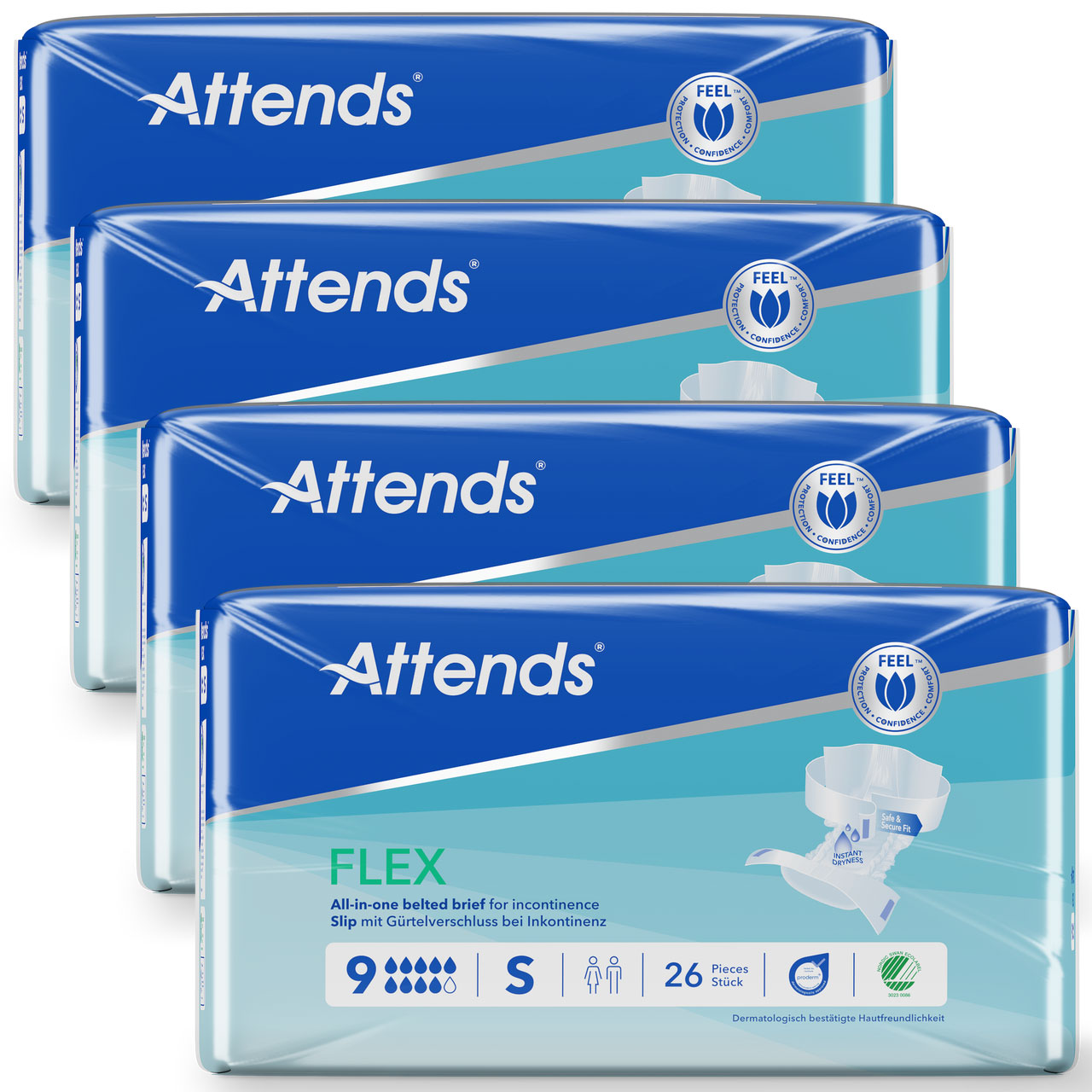 ATTENDS Flex 9 - Vorlage mit Hüftbund, Small (S), 104 Stück