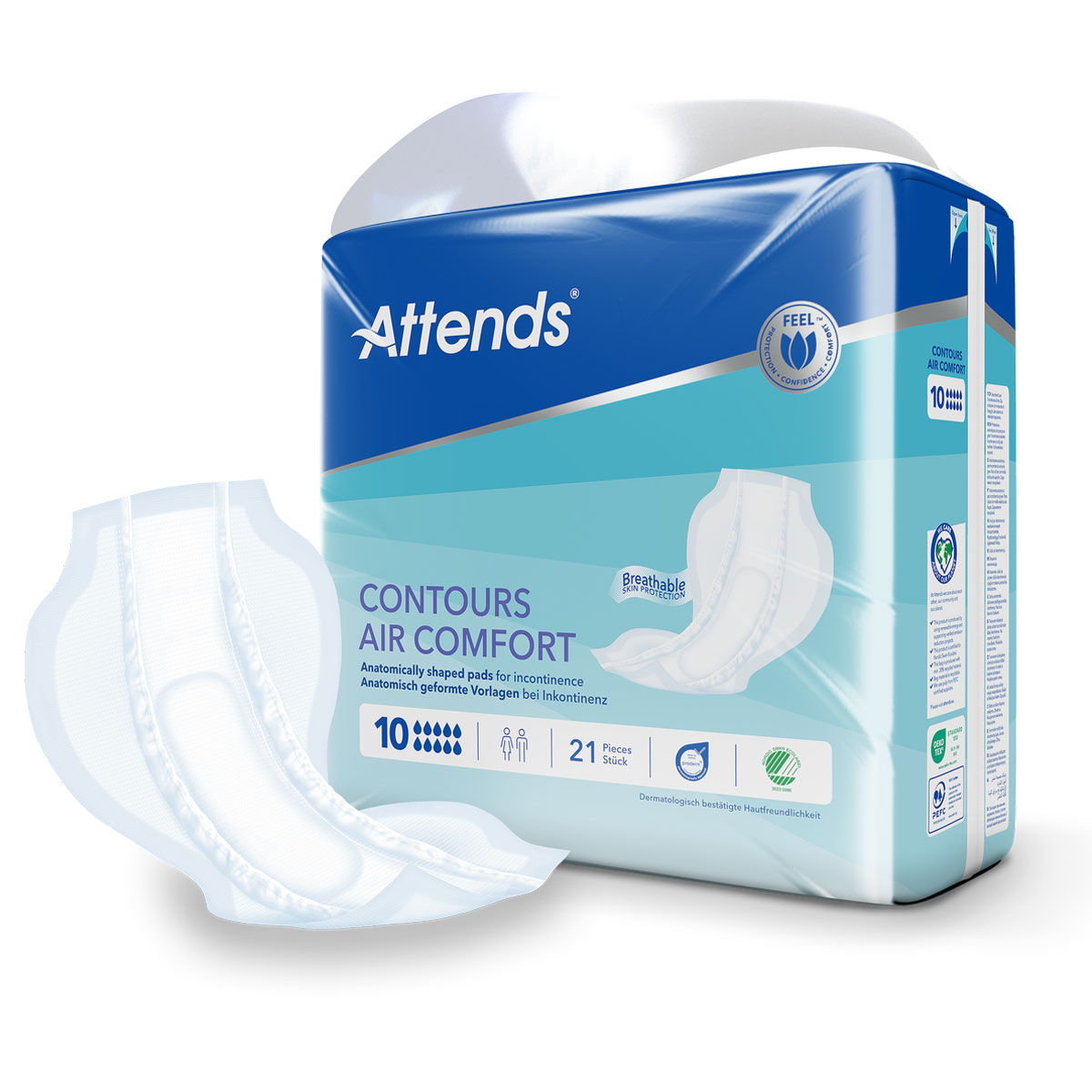 ATTENDS Contours AIR Comfort 10 - atmungsaktive Vorlage - 4x21 Stück