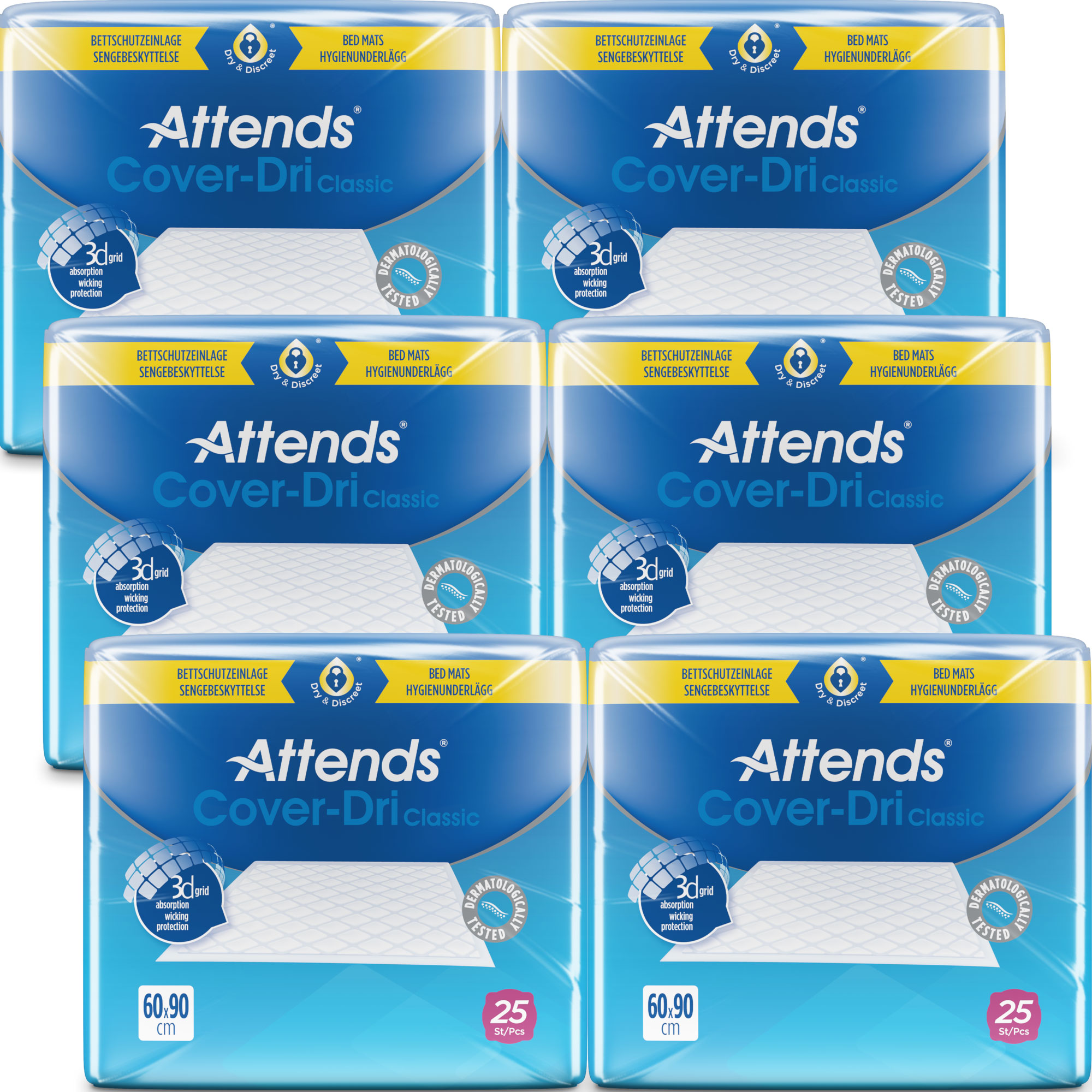 ATTENDS Cover-Dri Classic - Bettschutzeinlagen 60 x 90cm (150 Stück)
