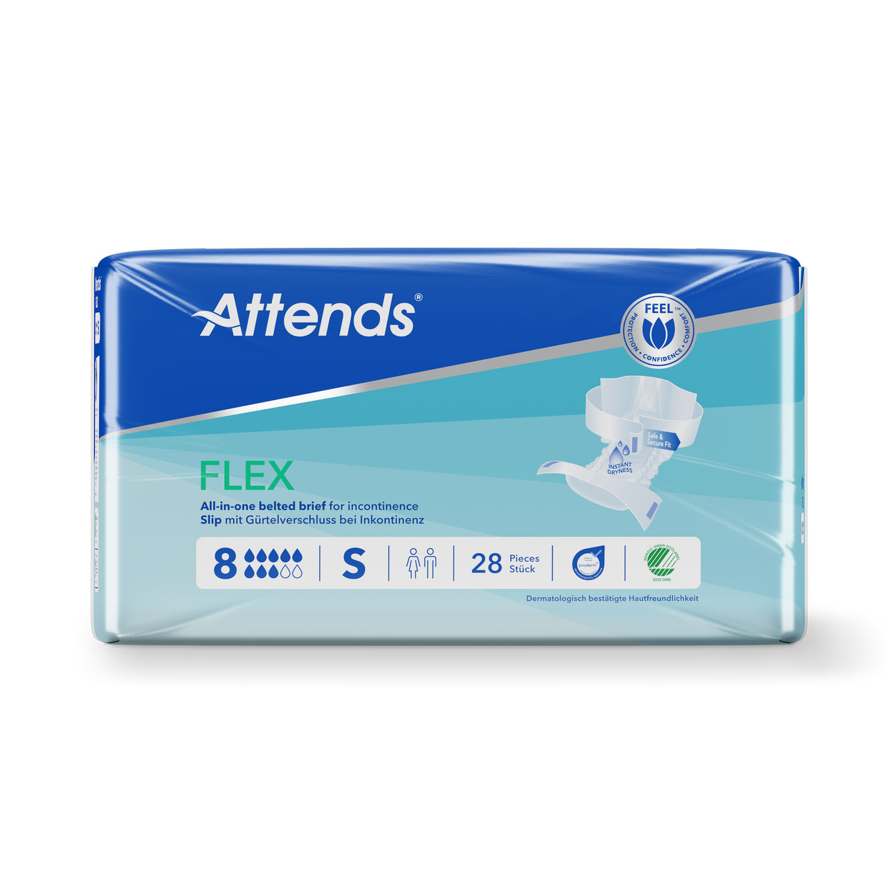 ATTENDS Flex 8 - Vorlage mit Hüftbund, Small (S), 112 Stück