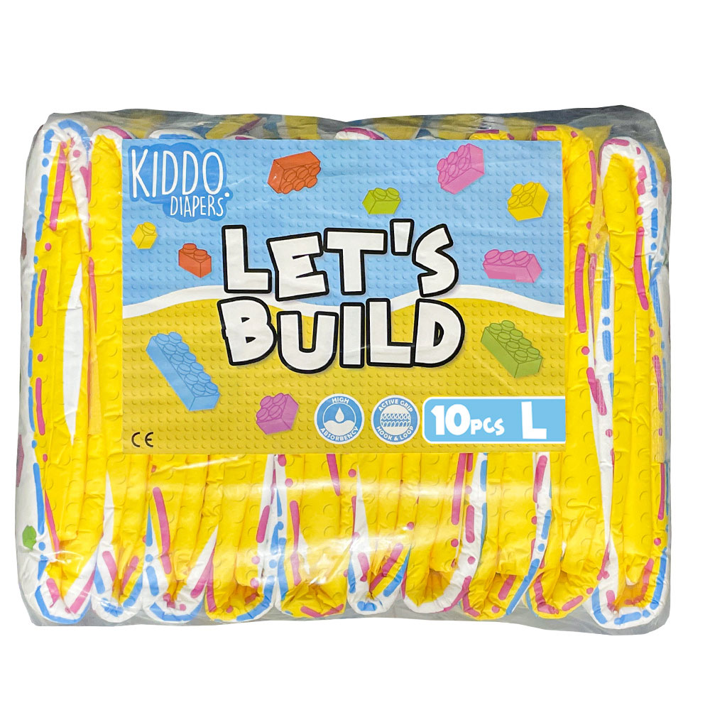 Kiddo Let's Build - bunte Plastikwindeln für Erwachsene - Gr. Large (L)
